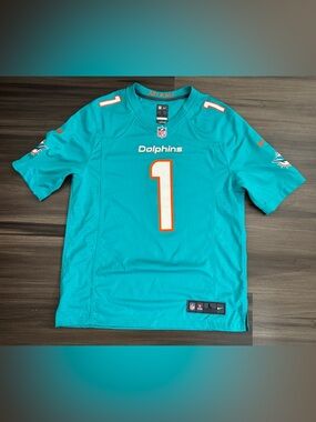 Nike Miami Dolphins Tua Tagovailoa #1 NFL On Field Game Home Aqua Jersey Men’s L